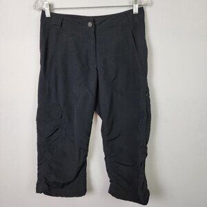 Salomon Capri Pants Women's 6 Black Mid Rise Cargo Pocket Stretch Nylon